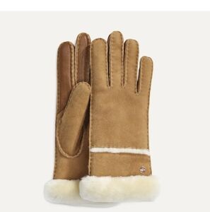 UGG Tan and White Shearling Trim Gloves* Read Description